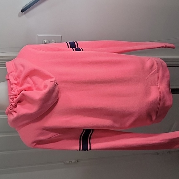 Victoria Secret Logo PINK Pullover  half Zip Varsity Striped Arm  Size Medium - Picture 6 of 10